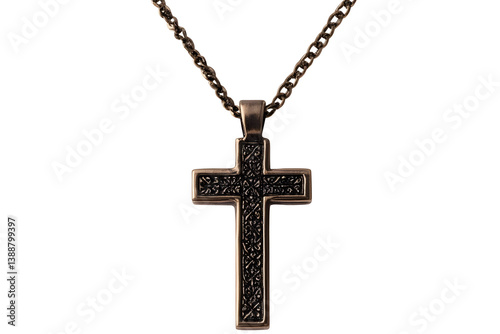 Silver Cross Pendant Isolated On Transparent Background Religious Illustration