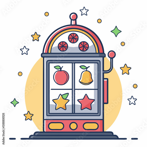 Create a bold, vector illustration of a classic slot machine with a prominent "J" symbol.  Include crisp lines and strong contrast.