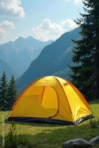 Durable yellow camping tent, ideal for all weather conditions , elements, secure