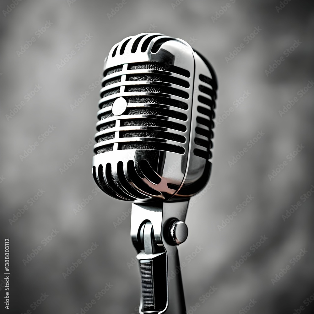 vintage microphone on black background