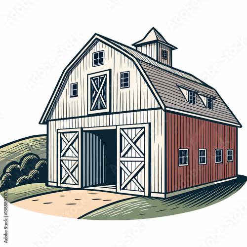 Create a bold, vector illustration of a classic, wooden cow bar, emphasizing its rustic texture and strong lines.  Include rivets and potentially branding.