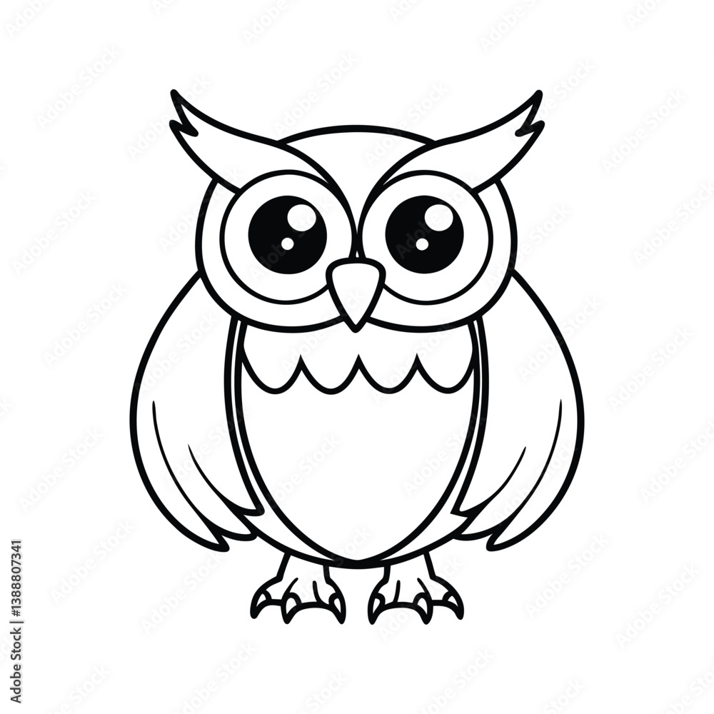 Adorable owl with large eyes and small wings silhouette Adorable owl with large eyes and small wings silhouette