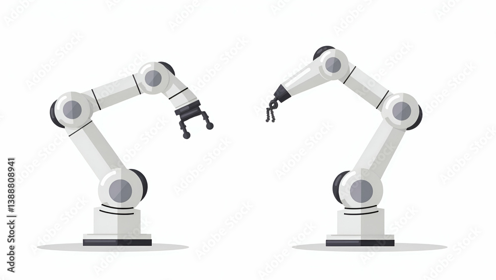 Advanced Robotic Arms: Precision Mechanical Design & Dynamic Control for Industrial Automation - Cute Flat Vector Illustration for Innovative Manufacturing Advanced Robotic Arms: Precision Mechanical Design & Dynamic Control for Industrial Automation - Cute Flat Vector Illustration for Innovative Manufacturing