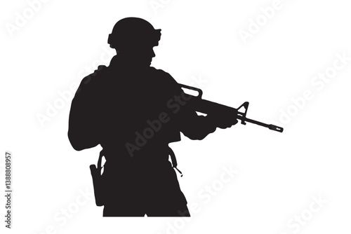 WebSilhouette of Armed Tactical Soldier
