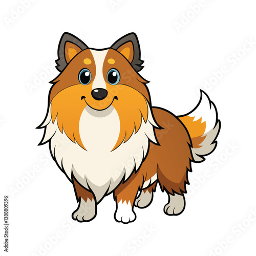 Adorable Shetland sheepdog puppy with brown and white coat vector illustration