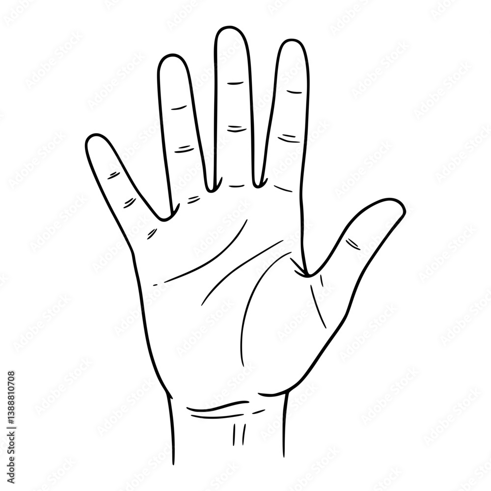 Obraz premium Hand Wave Hand Gesture | Simple Stroke Line Art