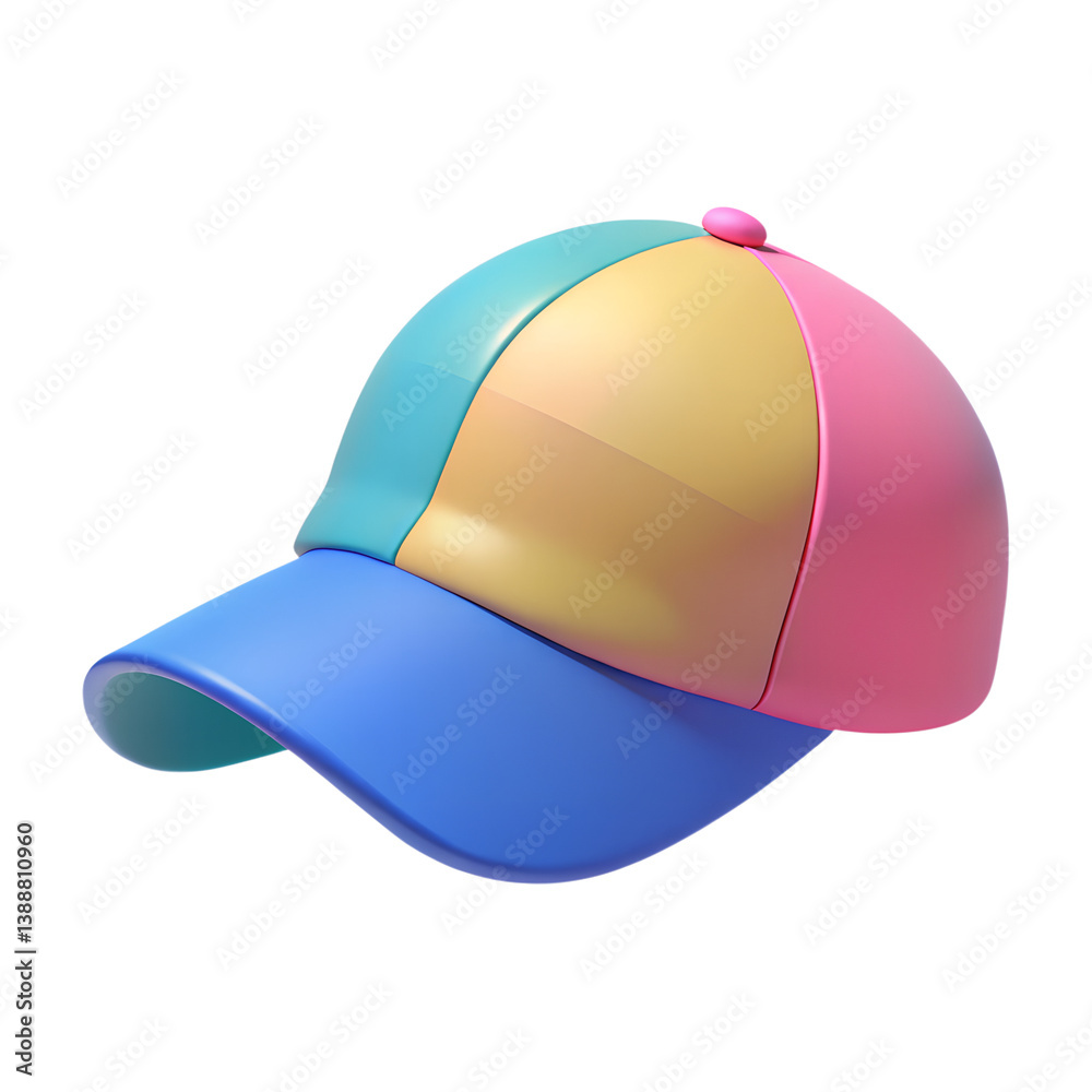 Fototapeta premium Billed Cap. 3d rendering isolated on white background. Cartoon plastic style icon