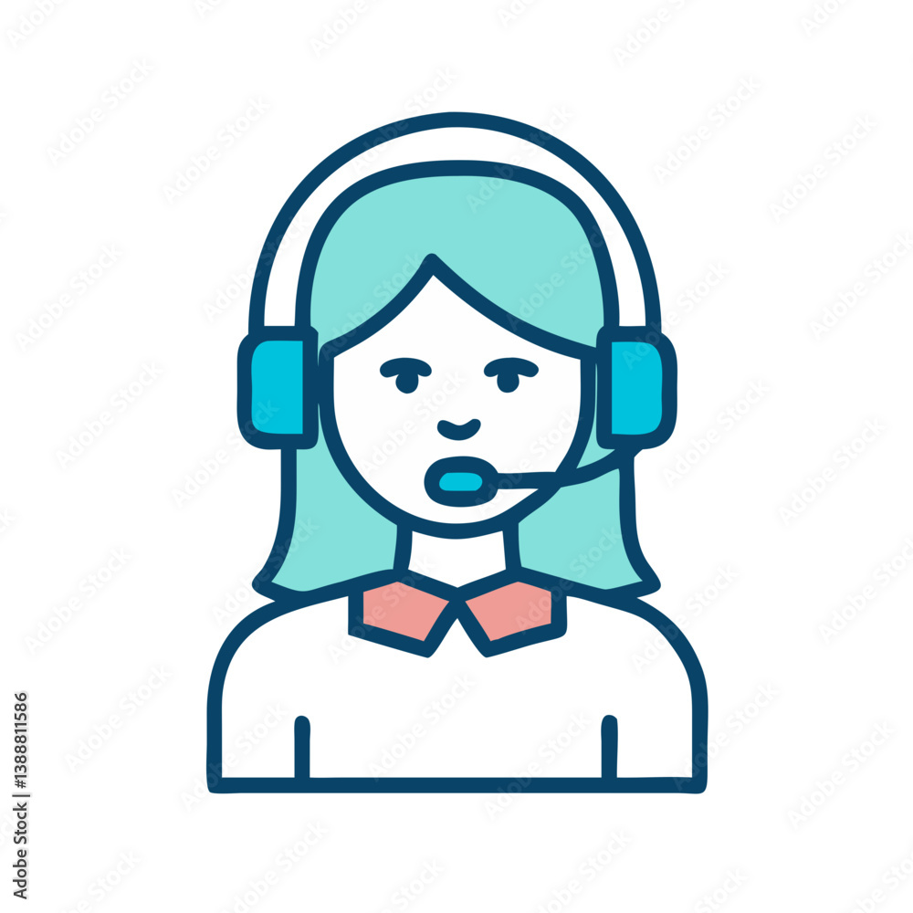 Call Center Female Operator Icon Design Call Center Female Operator Icon Design