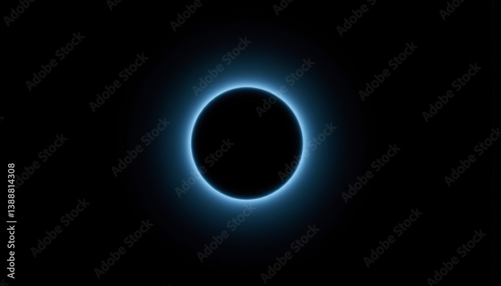 Naklejka premium Celestial Blue Glow Eclipse in Dark Night Sky