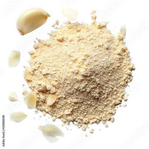 Pile Chopped Garlic Powder Isolated on White, Top View