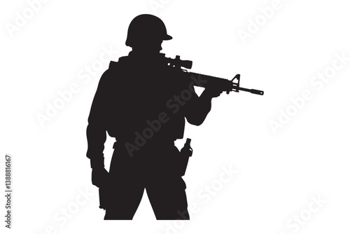 Wallpaper Mural Silhouette of Armed Tactical Soldier Torontodigital.ca