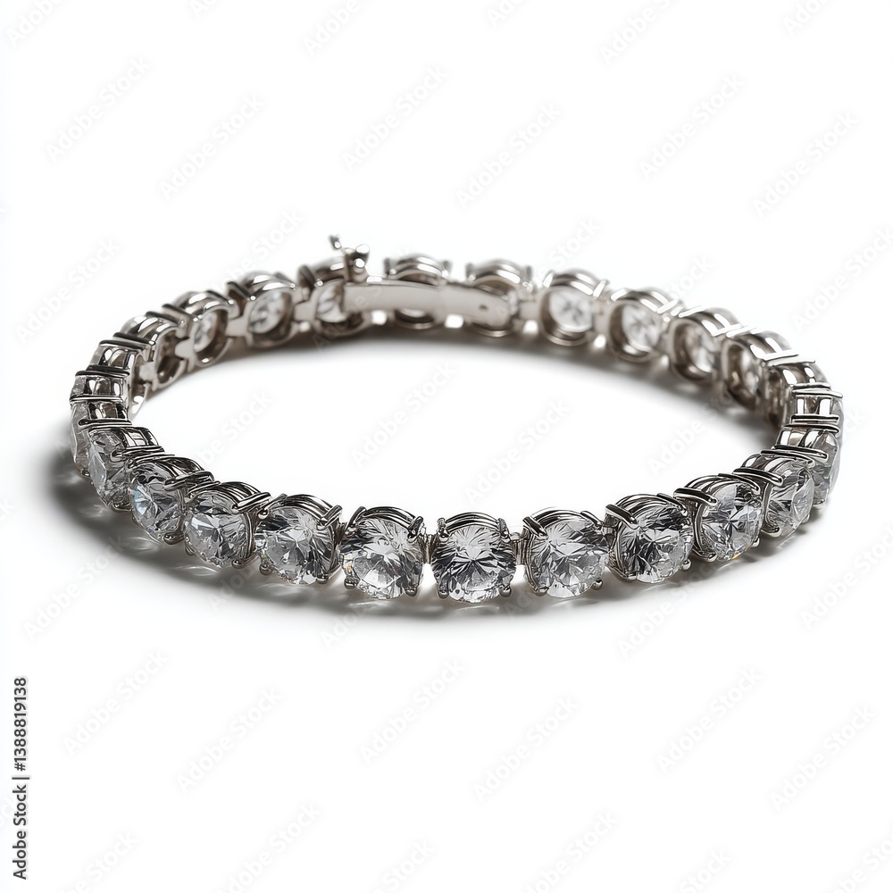 Elegant silver bracelet adorned with sparkling gemstones. Elegant silver bracelet adorned with sparkling gemstones.