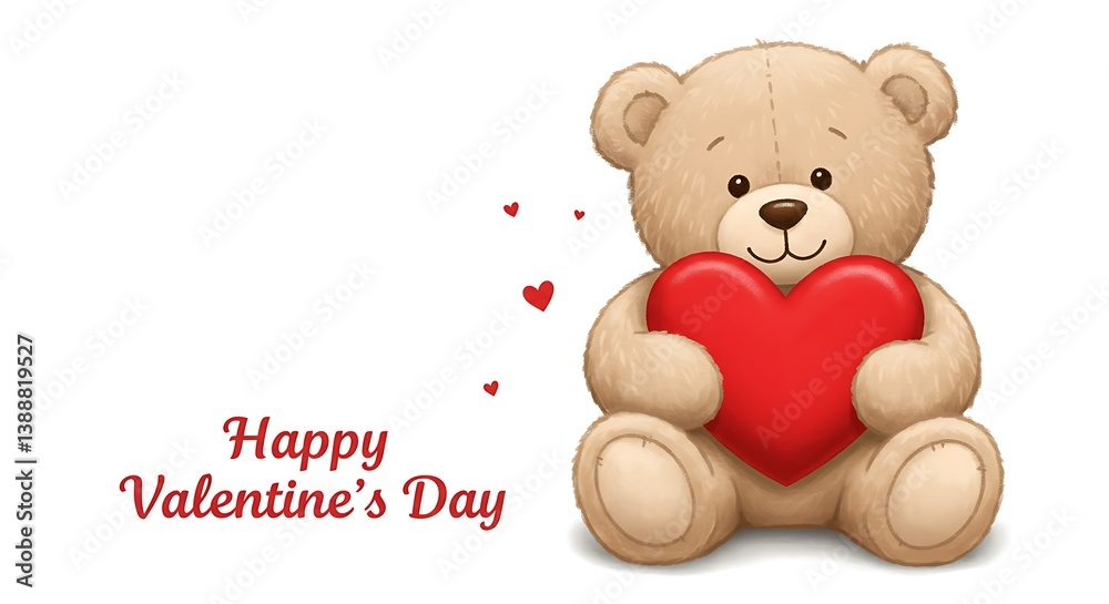Naklejka premium Sweet Teddy's Valentine: A Loving Digital Illustration AI Generated