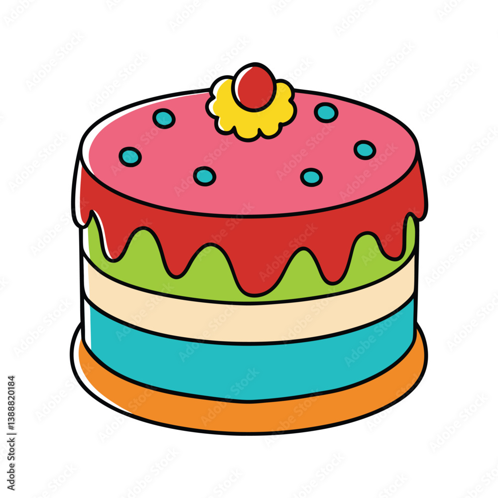 Beautiful cake decorated with pomegranate and green leaves vector illustration Beautiful cake decorated with pomegranate and green leaves vector illustration