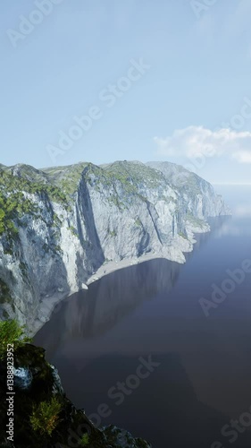 Aerial view of the beautiful cliffs in the sea photo