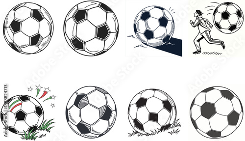 set of soccer balls_Football ball vector icon set. Soccer balls icons.
