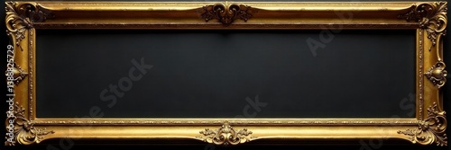 Ornate gold frame, aged patina, intricate details, art nouveau, aged, shadow