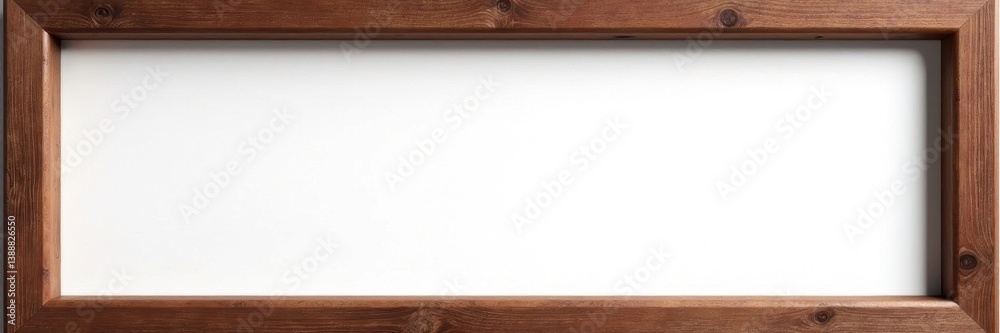 Obraz premium Rustic brown wood frame, clean white backdrop, rustic, picture frame mockup, design element