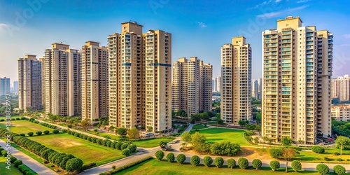 Highrise buildings in Greater Noida, Uttar Pradesh, India, skyscrapers, urban, architecture, modern, cityscape photo