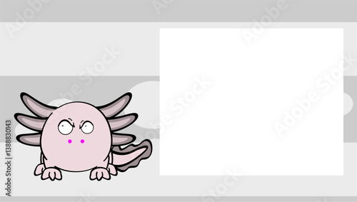 axolotl ball style character carton background illustration in vector format