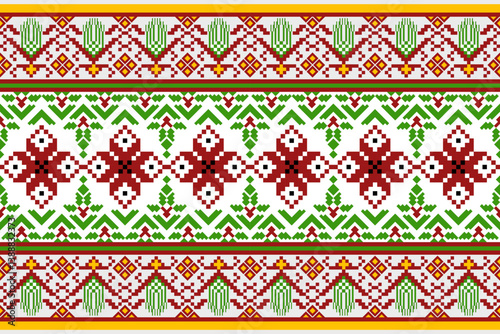 Geometric pixelated Arabic patterns on the fabric reflect the ornate and ethnicity,grid floral,grid colourful, backgrounds, vintage grid design for carpet,textile,textured,wallpaper,print,decorate