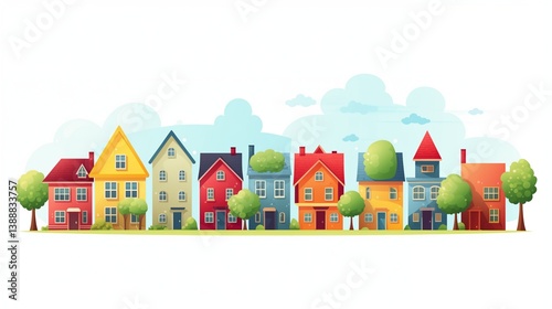 Cute colorful flat style house village symbol real vector image