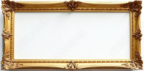 Ornate gold square frame, pristine white setting, vintage, frame template