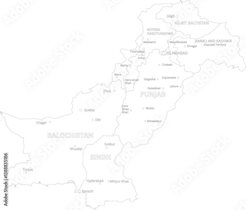 Outline Detailed Map of Pakistan 