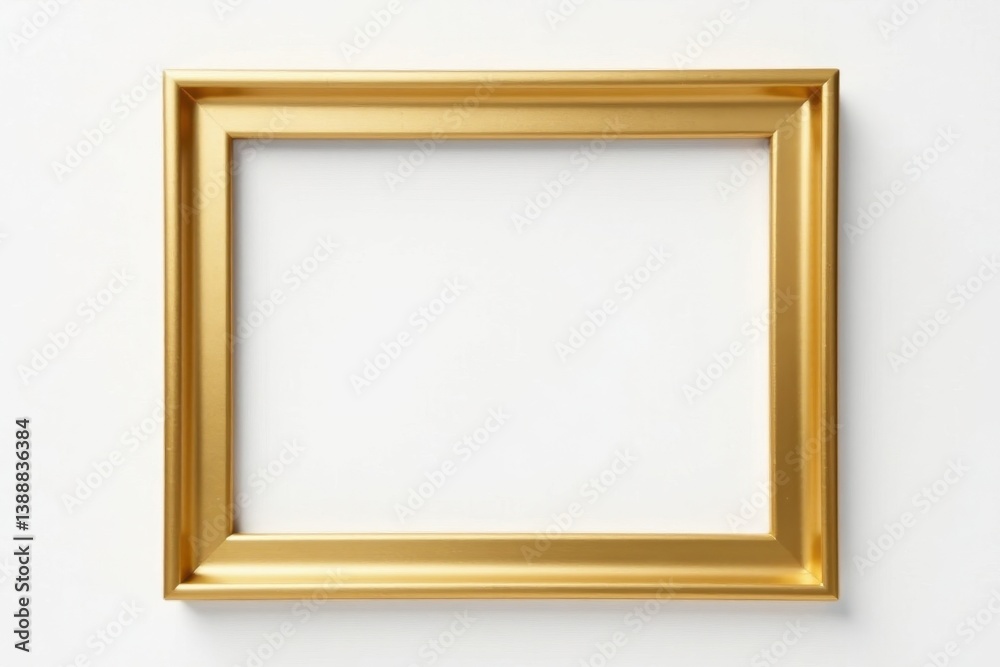 Sleek gold photo frame, pure white background, empty frame, photo frame Sleek gold photo frame, pure white background, empty frame, photo frame
