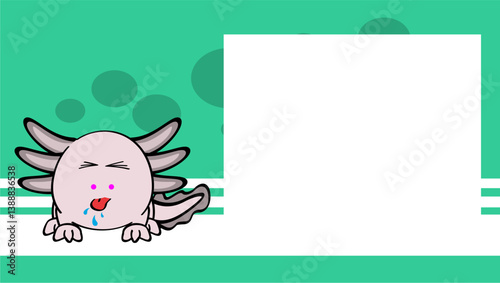axolotl ball style character carton background illustration in vector format