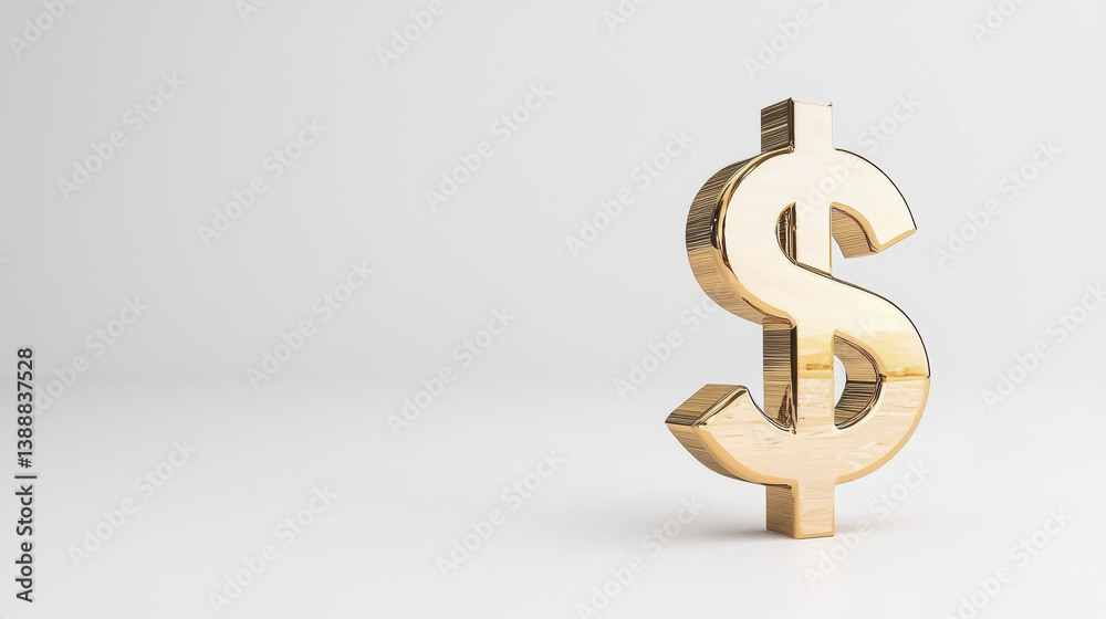 shiny metallic dollar sign stands prominently against clean, minimalistic background, symbolizing wealth and finance shiny metallic dollar sign stands prominently against clean, minimalistic background, symbolizing wealth and finance