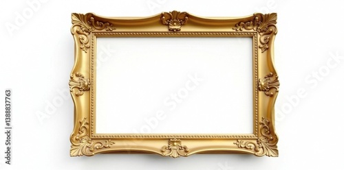 Ornate antique gold picture frame, isolated on white , isolated, detail