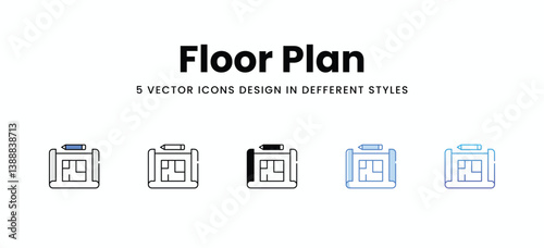 Floor Plan vector icons set stock illustration