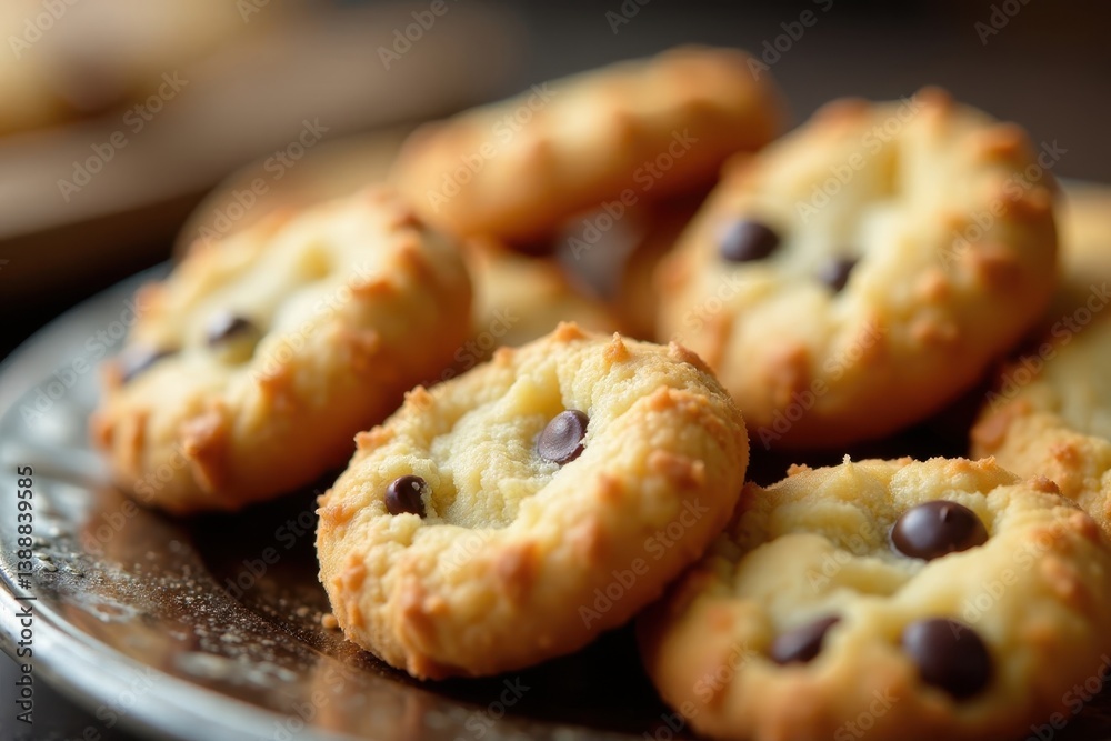 Close-up of assorted cookies, crumbs, savings sign, delicious, promotion, economy Close-up of assorted cookies, crumbs, savings sign, delicious, promotion, economy