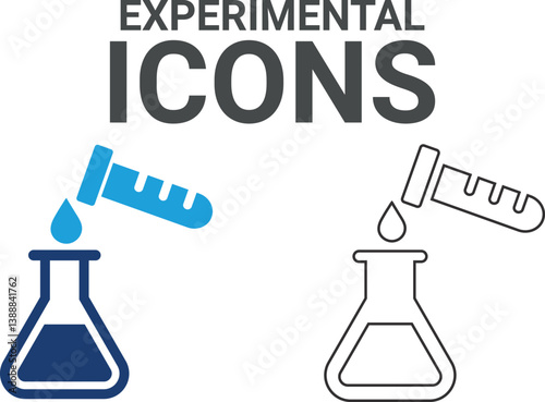 Experimental icons. Containing experiment, test tube, microscope, flask, chemical, biology, research, lab and more. Solid vector icons collection.