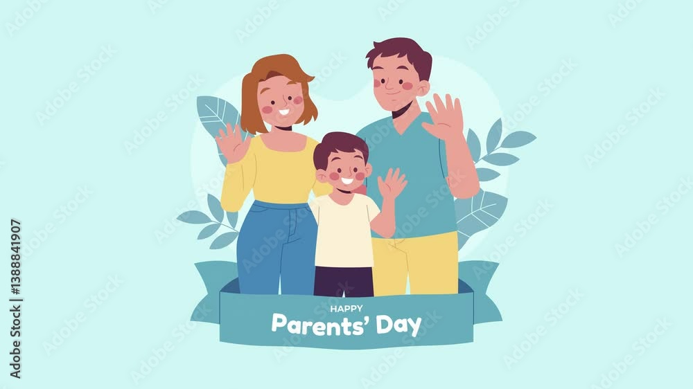 Happy parents' day illustration animation motion graphic Happy parents' day illustration animation motion graphic