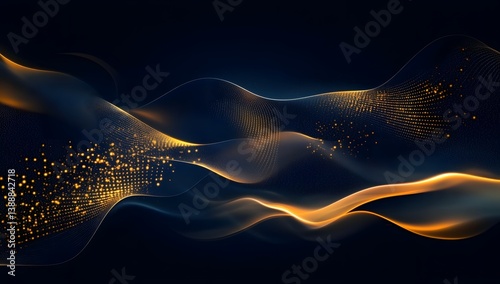 Abstract gold waves on dark background