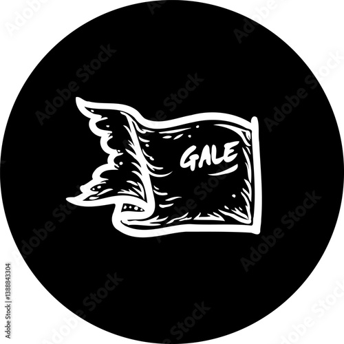 Stylized White Flag Emblem on a Black Circle