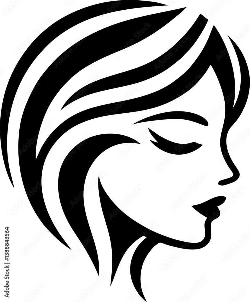 Minimalist Side View of a Woman's Face with Short Hair Minimalist Side View of a Woman's Face with Short Hair