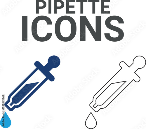 Piprtte icons. Containing experiment, test tube, microscope, flask, chemical, biology, research, lab and more. Solid vector icons collection.