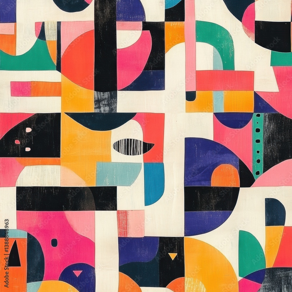 Bold artistic abstract pattern featuring geometric shapes and vibrant colors in a modern contemporary style Bold artistic abstract pattern featuring geometric shapes and vibrant colors in a modern contemporary style