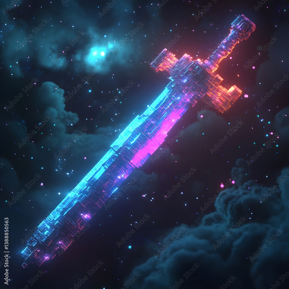 Cosmic Pixel Sword Nebula Background Cosmic Pixel Sword Nebula Background