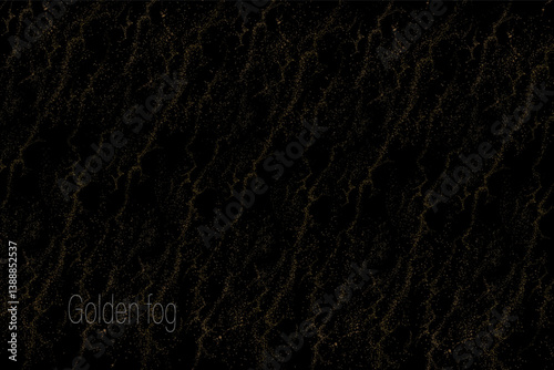 Composition with isolated golden oblique chaotic pattern on black background.