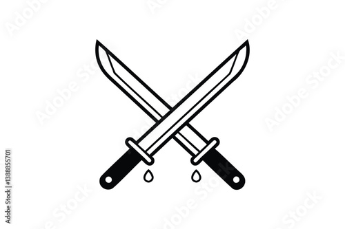 Knives crossed logo icon vector on white background
