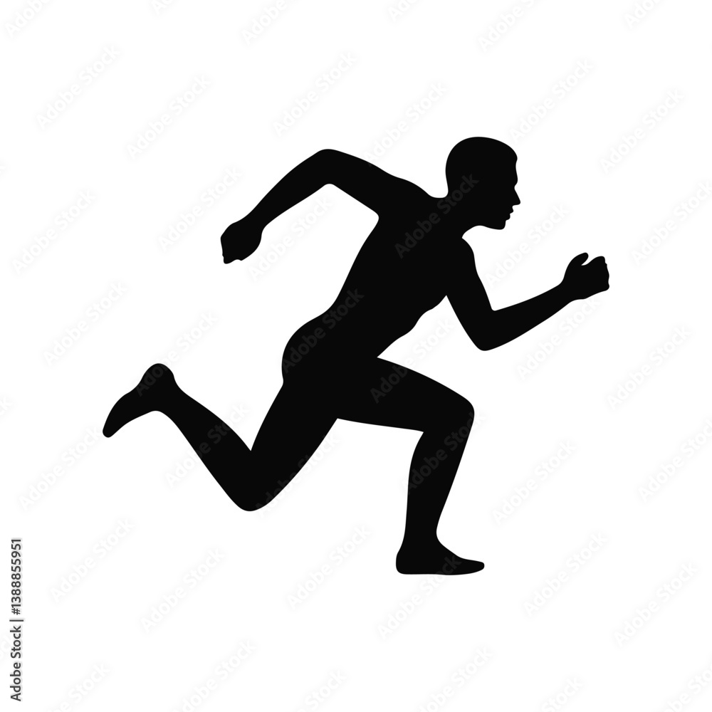 silhouette of man running isolated on white background silhouette of man running isolated on white background