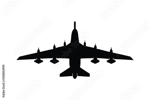 Military attack aircraft logo silhouette on white background