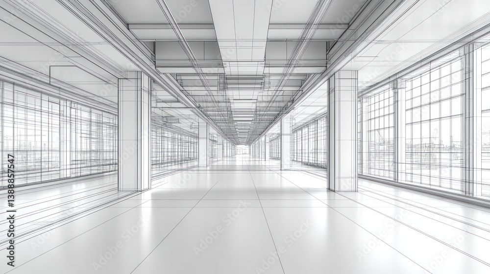 Architectural Wireframe: Modern Building Design Visualization Architectural Wireframe: Modern Building Design Visualization