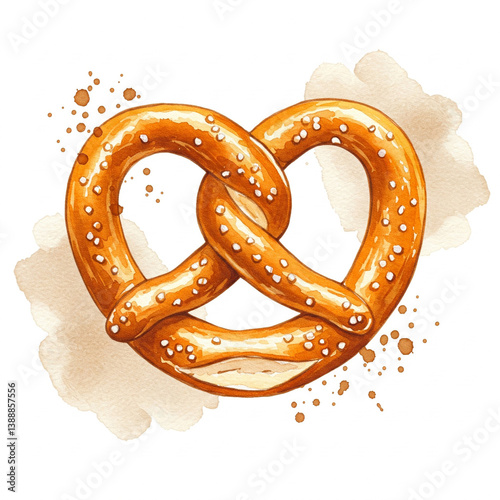 pretzel watercolor illustration