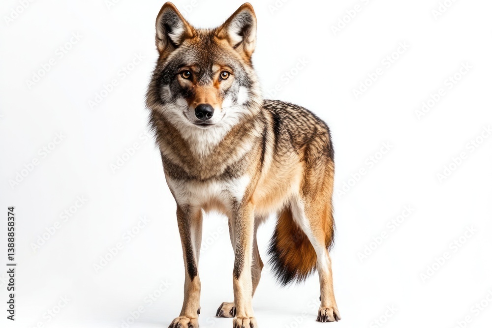 Fototapeta premium Coyote portrait against white background.