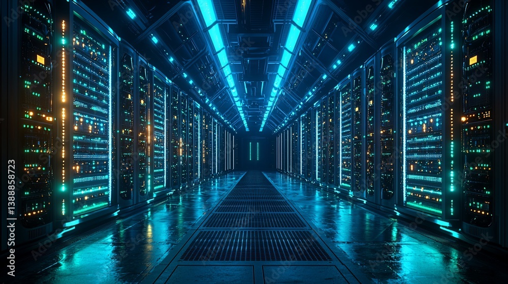 Futuristic Server Room Corridor Futuristic Server Room Corridor
